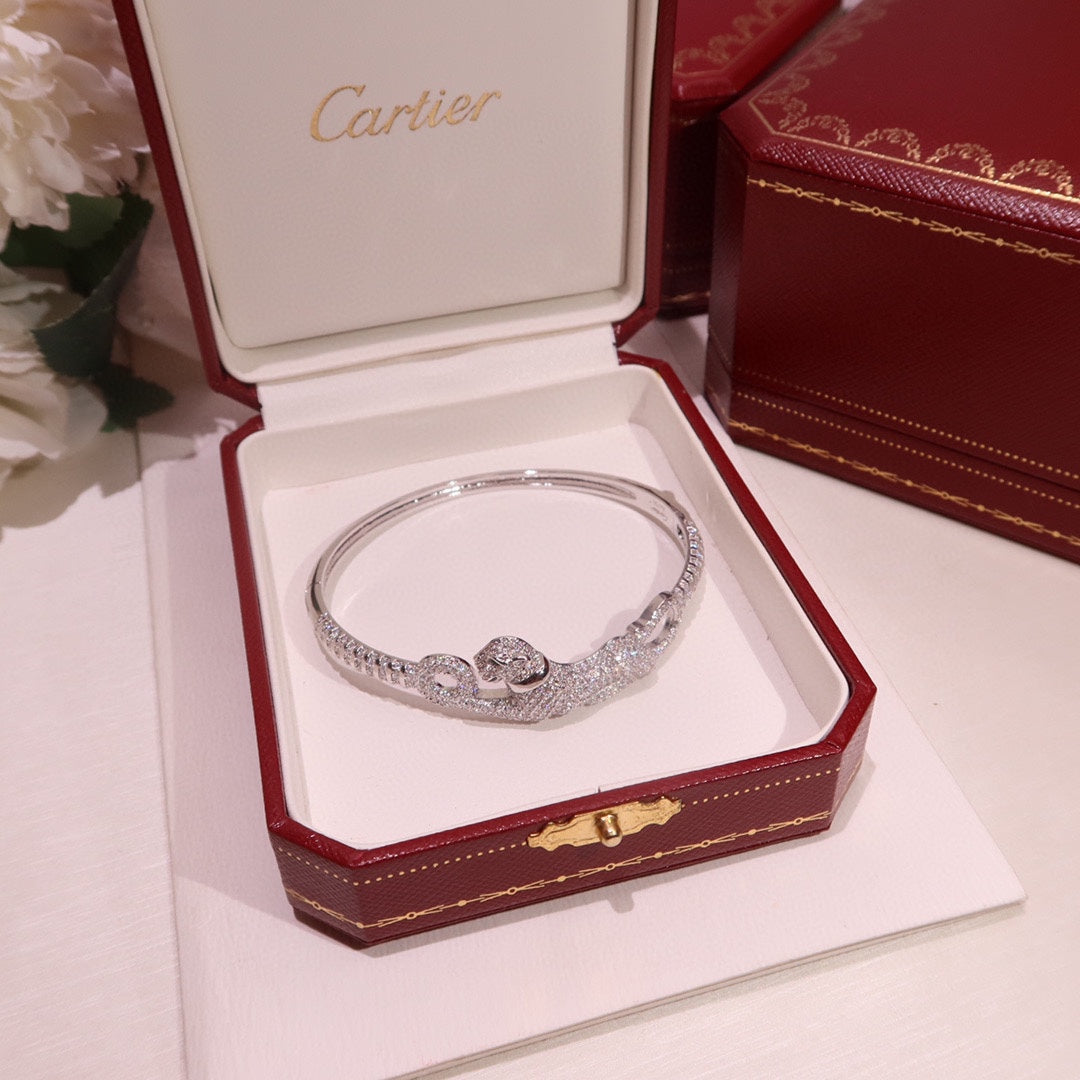 [Spira Jewelry]PAVE DOUBLE PANTHER HEAD BANGLE