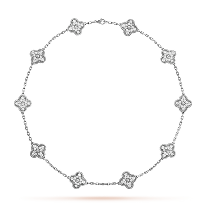 [Solara Jewelry ]CLOVER 10 MOTIFS DIAMOND NECKLACE