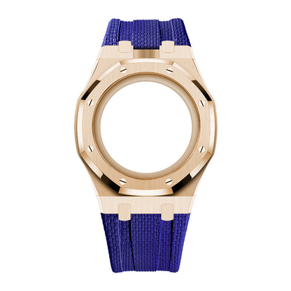 Steel Case & Fluoroelastomer Strap Full‑wrap Embedded Watch Band