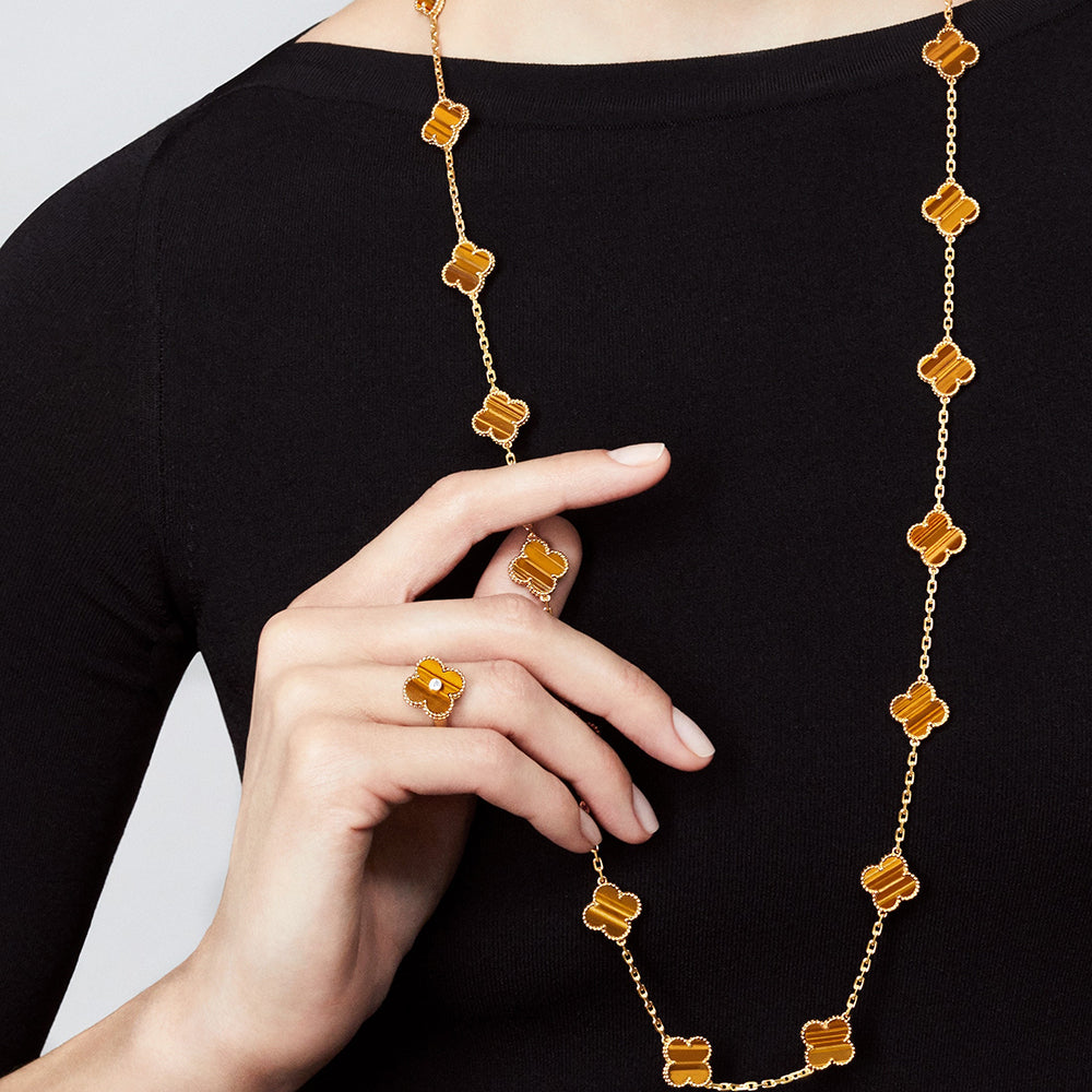 [Solara Jewelry ]CLOVER 20 MOTIFS TIGER EYE ROSE GOLD