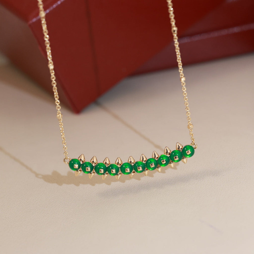 [Solara jewelry]New Colored Stone Bar Charm Necklace image 3