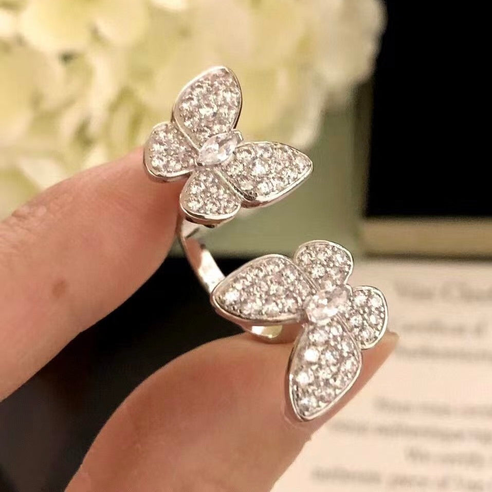 [Solara Jewelry ]ツインシルバーバタフライダイヤモンドリング