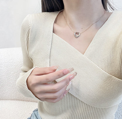 [ソララジュエリー] CTダブルハートダイヤモンドネックレス、新作パヴェセット