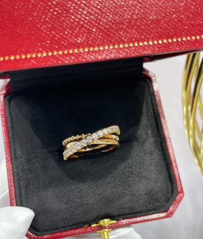 [Solara Jewelry] LOVE Dreifach-Ring mit Nieten und Akzentkristallen