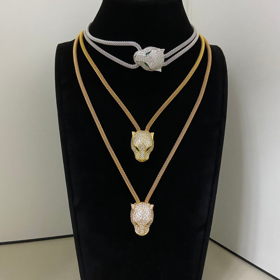 [Solara jewelry]Panther Head Layered Necklace image 2