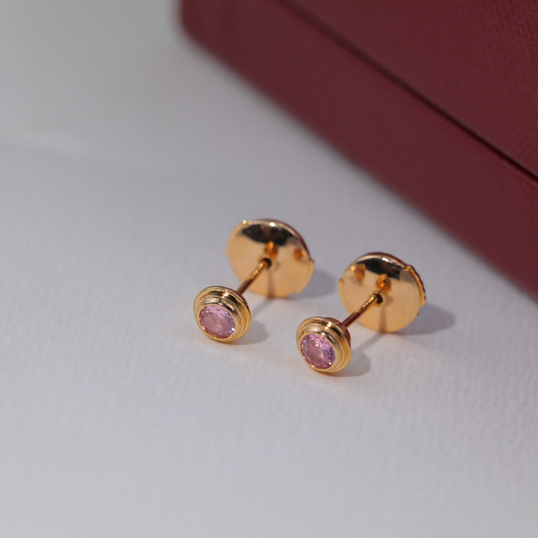 [Solara Jewelry] 一粒ダイヤモンド UFO スタッドピアス & ピンクダイヤモンド スタッドピアス