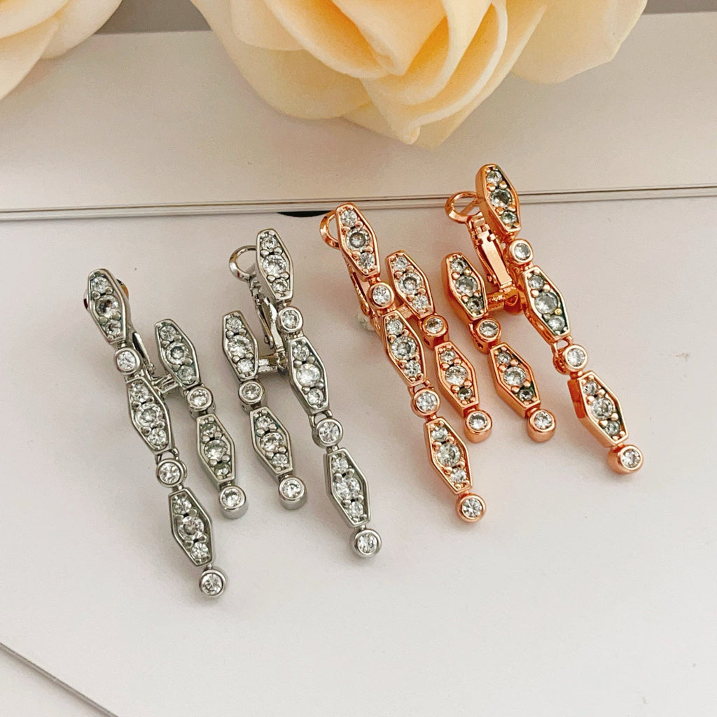 [Solara jewelry] Pave Bar Drop Earrings