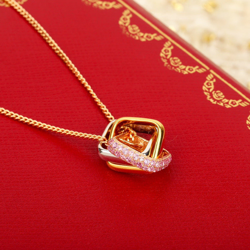 [Solara Jewelry ]CT Three-Row Square Crystal Necklace