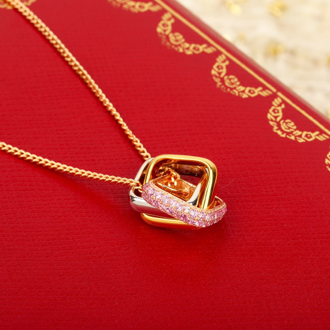 [Solara Jewelry ]CT スリーロウ スクエア クリスタル ネックレス
