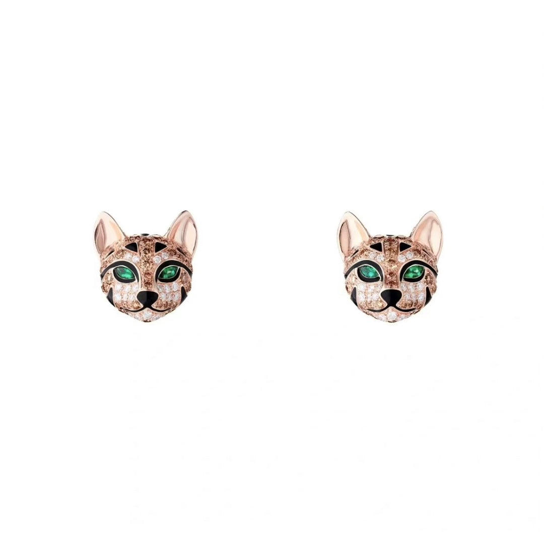 [Solara jewelry] Panther Face Stud Earrings