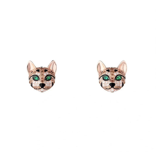 [Solara jewelry] Panther Face Stud Earrings