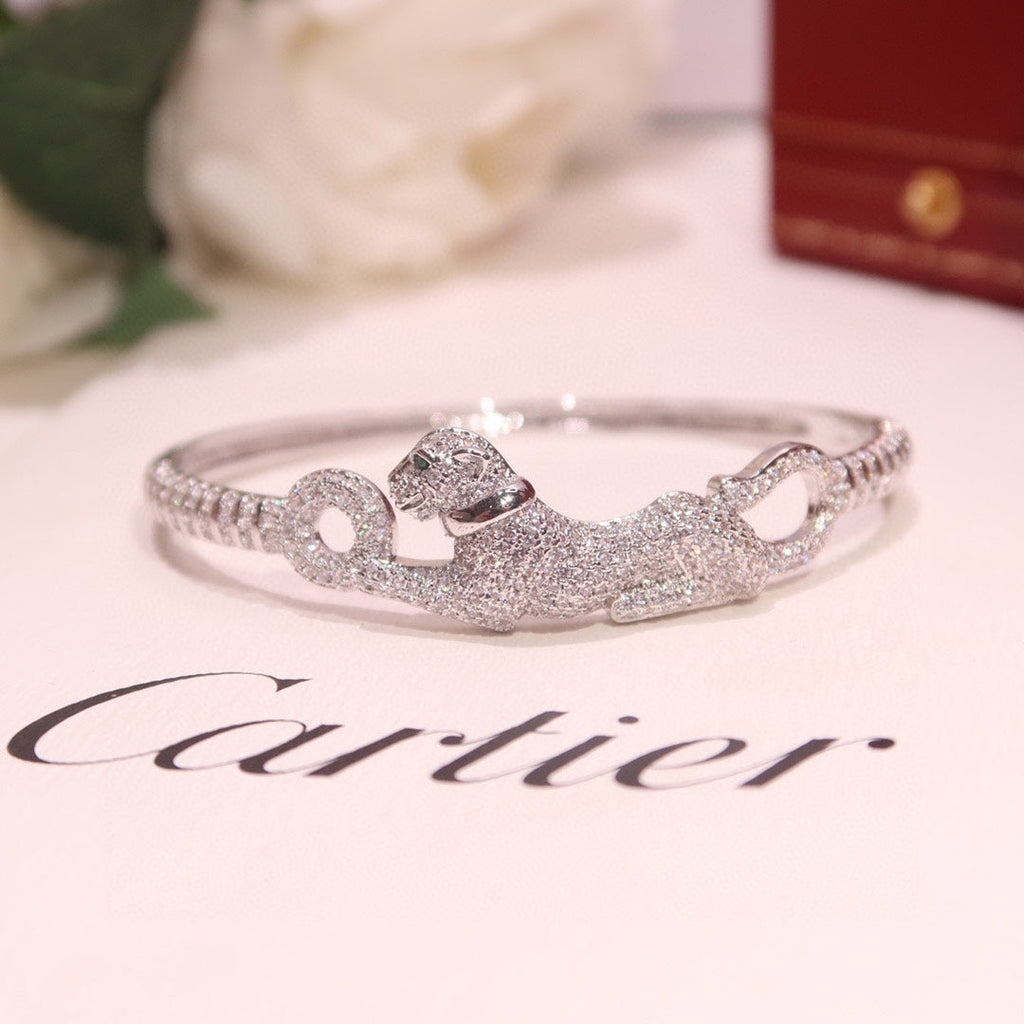 [Spira Jewelry]PAVE DOUBLE PANTHER HEAD BANGLE