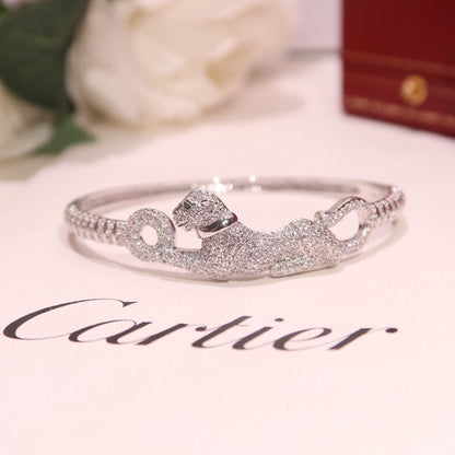 [Spira Jewelry]PAVE DOUBLE PANTHER HEAD BANGLE