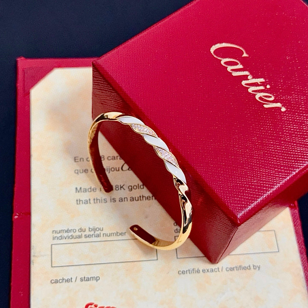 [Spira Jewelry]TWISTED PAVE OPEN BANGLE