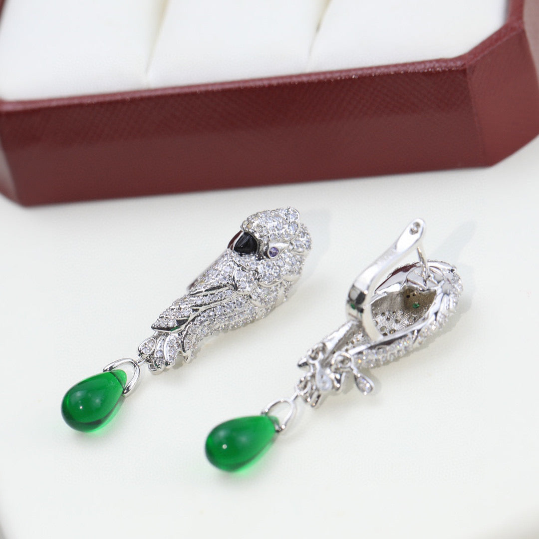 [Solara jewelry] Green Stone Drop Earrings