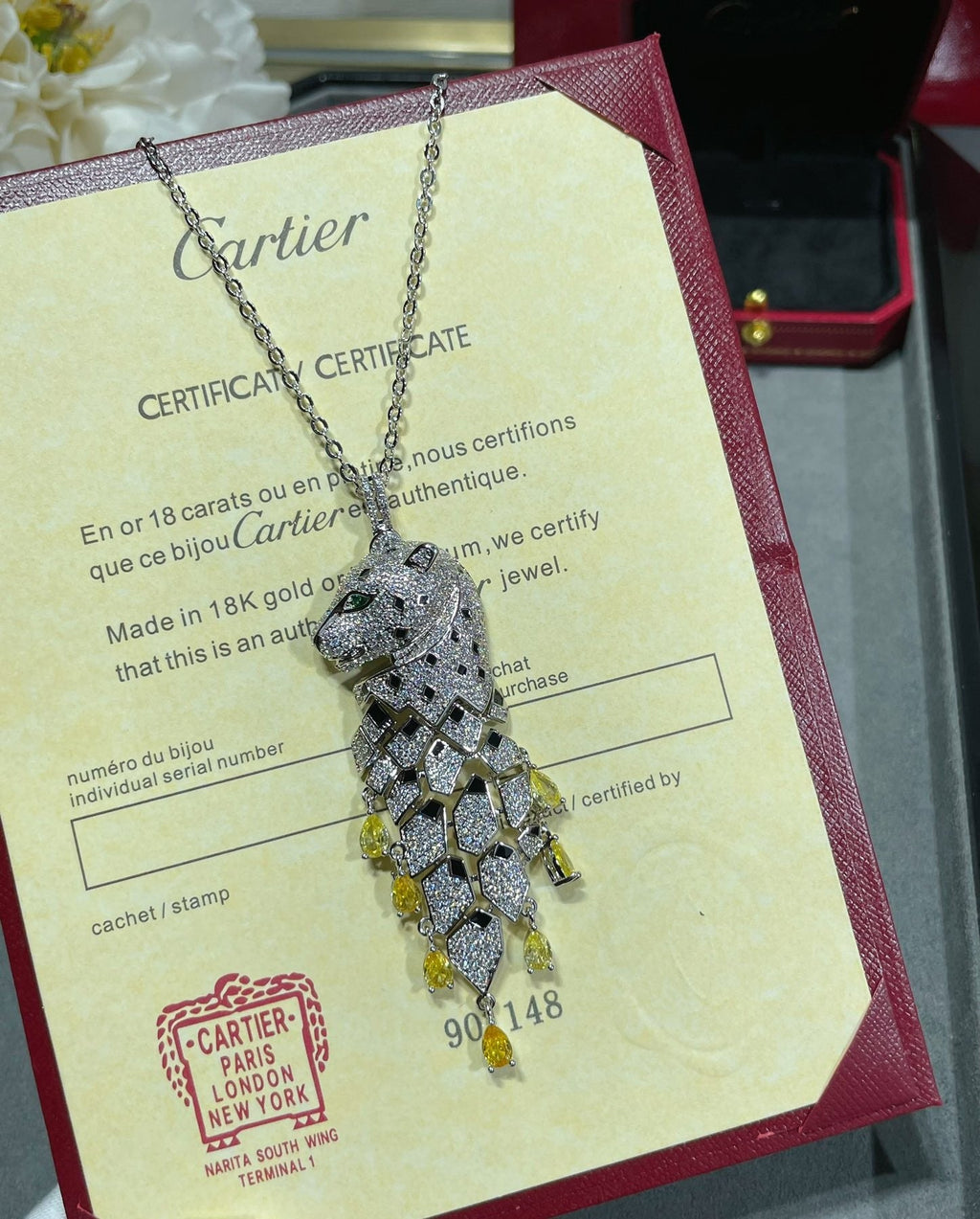 [Solara jewelry]High Jewelry Pave Panther Tassel Necklace image 4