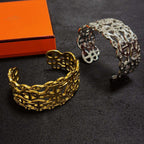 [Solara Jewelry ]H 新着 ワイドバンド ダブルインターロッキング フープブレスレット