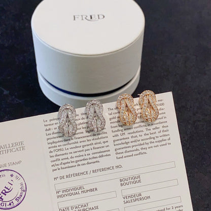 [Solara Jewelry] Unisex-Ohrstecker Force mit vollflächigem Pavé, Horsebit- und Unendlichkeitsdesign