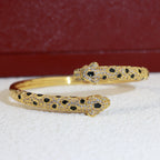 [Spira Jewelry]SPOTTED PANTHER HEAD PAVE BANGLE