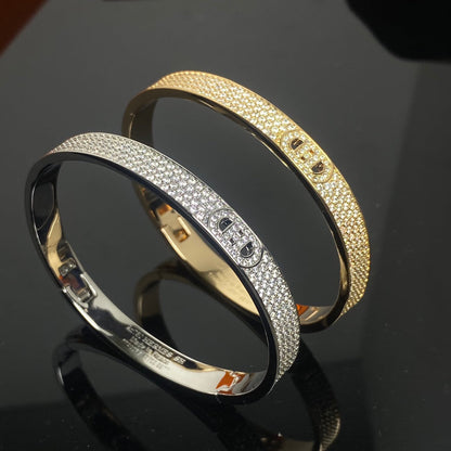 [Solara Jewelry] H-Doppelreif-Armband mit voll ausgefassten Diamanten