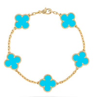 [Solara Jewelry ]CLOVER 5 MOTIFS TURQUOISE BRACELET