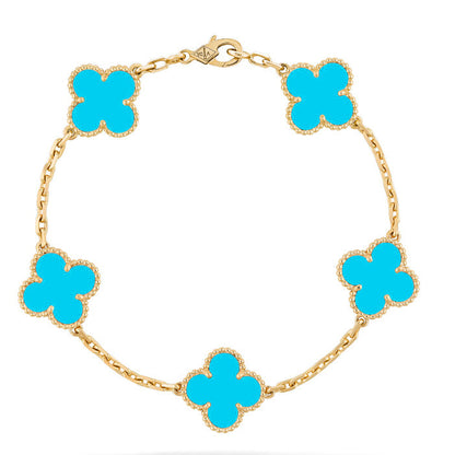 [Solara Jewelry ]KLEEBATT 5 MOTIVE TÜRKIS ARMREIF