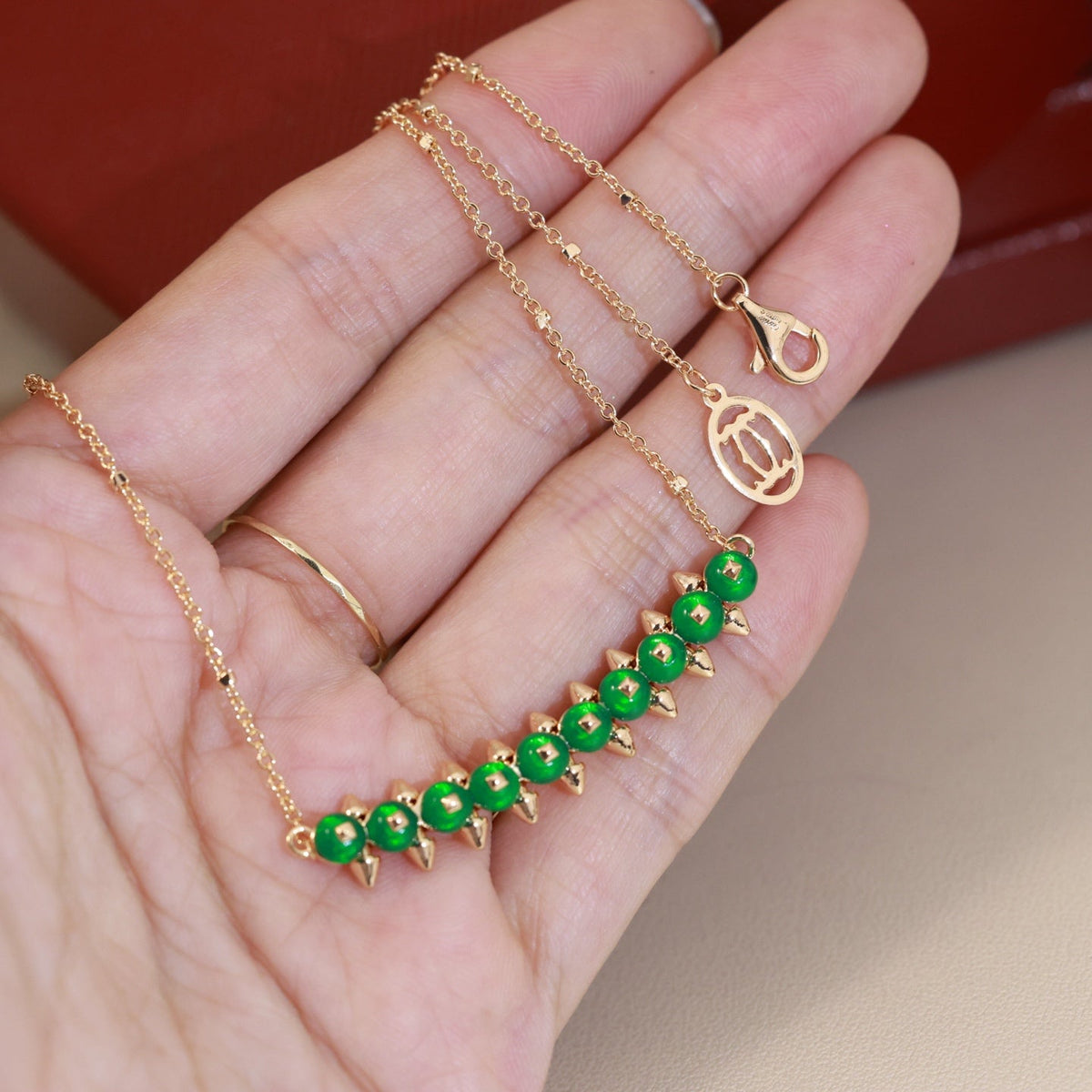 [Solara jewelry]New Colored Stone Bar Charm Necklace image 6