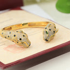 [Solara Jewelry] DOUBLE PANTHER HEAD BANGLE BRACELET