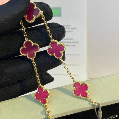 [Solara jewelry]NEW CLOVER 5 MOTIFS PINK ENAMEL BRACELET
