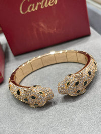 [Solara Jewelry ]CT Regal Double-Panther Head Cuff Bracelet