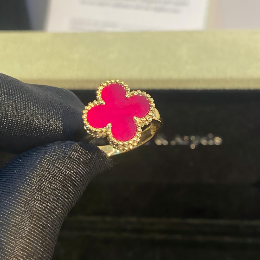 [Solara jewelry]NEW CLOVER PINK ENAMEL RINGS