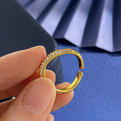[Solara Jewelry ] CT Gebogener offener Bandring mit Diamantakzenten