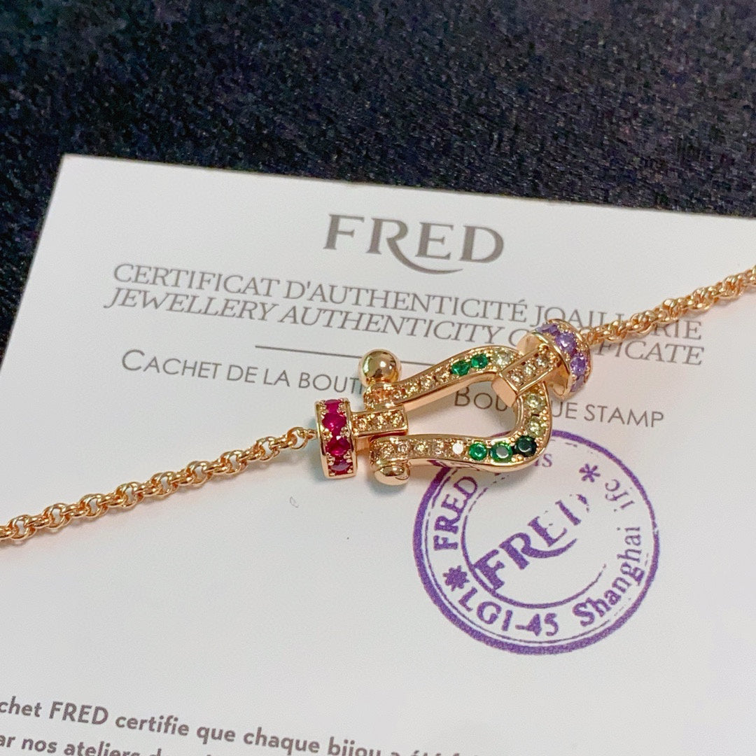 [Solara Jewelry ]FORCE Colorful Full-Pavé Mini Horsebit Necklace, Unisex