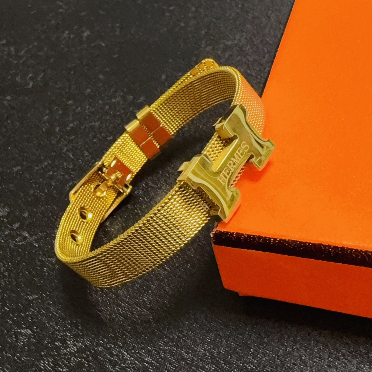 [Solara Jewelry ]H Gold-Tone Watch Band Bracelet Chain