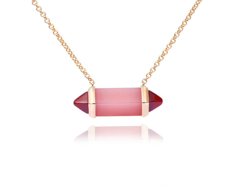 [Solara jewelry]Color Stone Bar Pendant Necklace