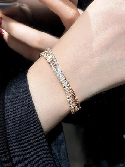 [Solara Jewelry] ダイヤモンドアクセント付き CTリベットデザイン スリーローカフ