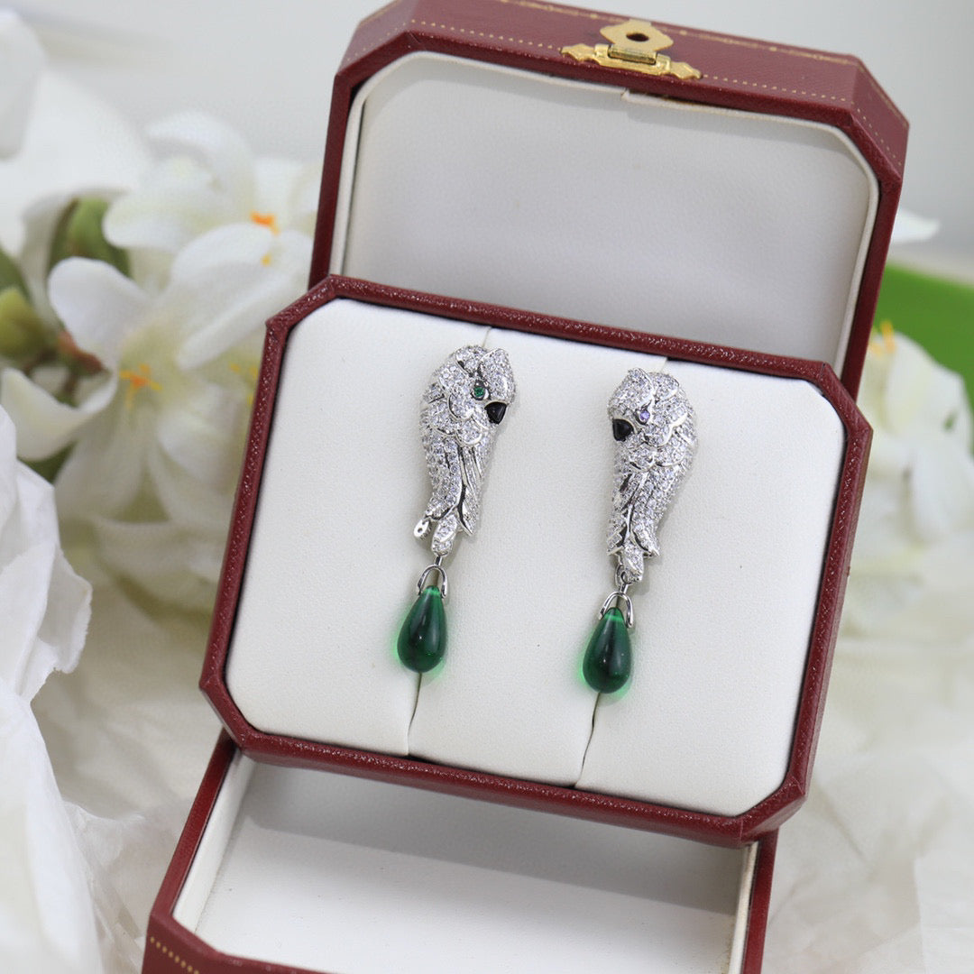 [Solara jewelry] Green Stone Drop Earrings
