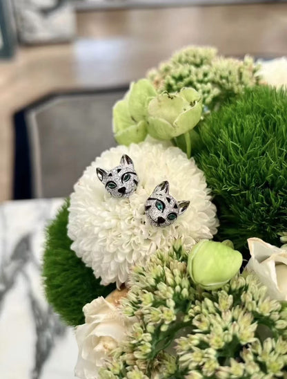[Solara jewelry] Panther Face Stud Earrings