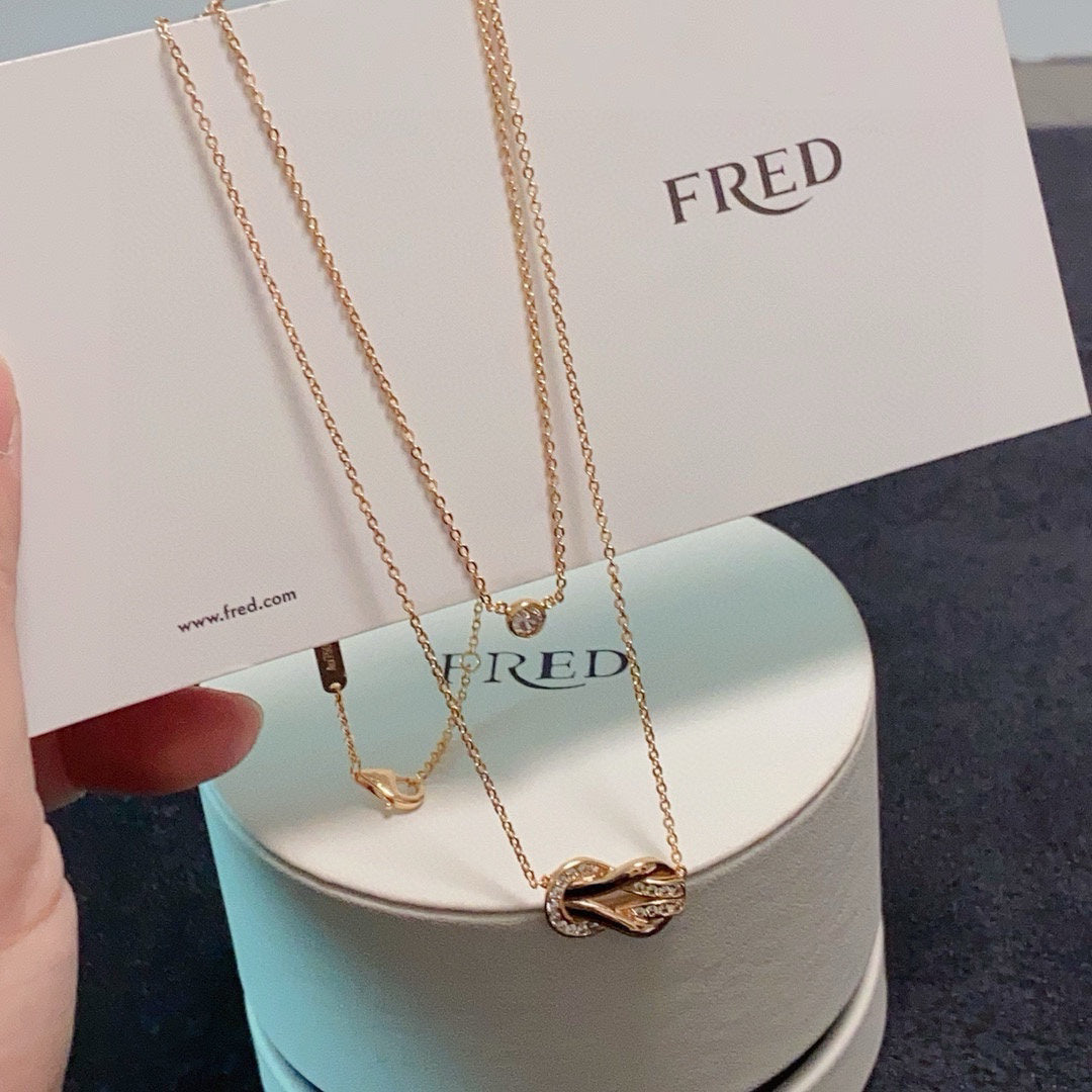[Solara Jewelry ]FORCE Double-Layer Infinity & Mini Horsebit Layering Necklace, Semi-Pavé