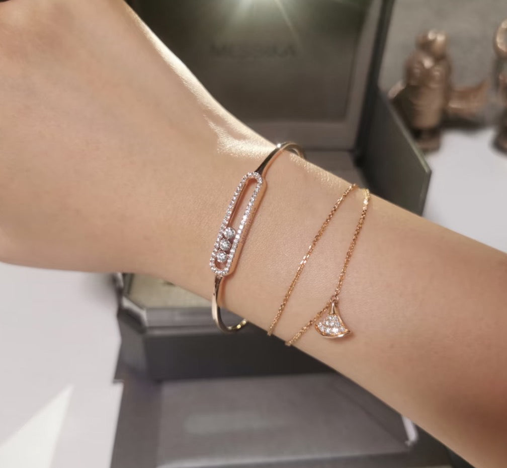 [Solara Jewelry]Move Pavé Diamond Bangle Bracelet M