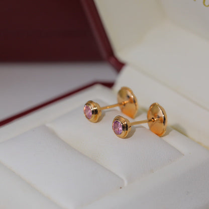 [Solara Jewelry] 一粒ダイヤモンド UFO スタッドピアス & ピンクダイヤモンド スタッドピアス