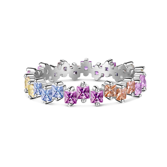 [Solara Jewelry ]Bunte gestaffelte quadratische Ringe