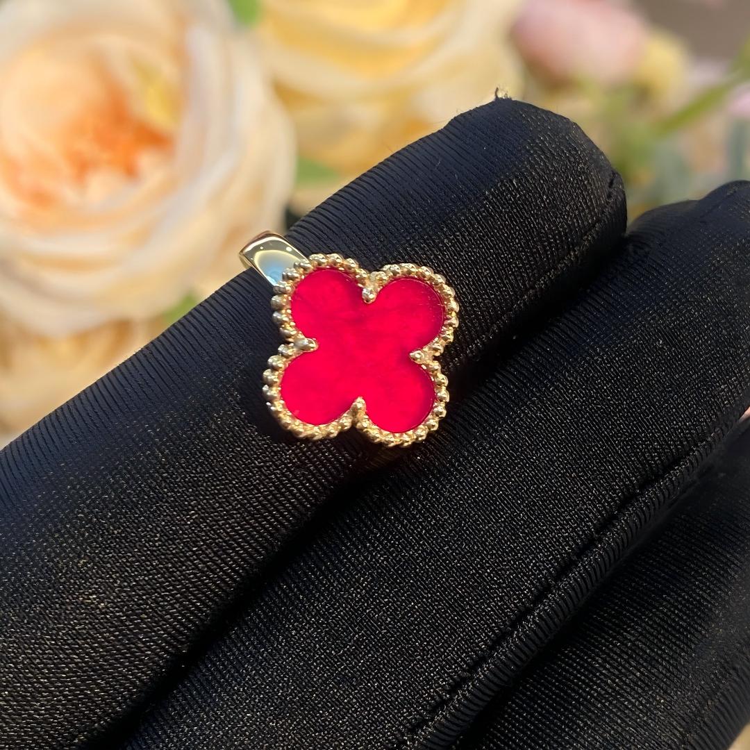 [Solara jewelry]NEW CLOVER PINK ENAMEL RINGS