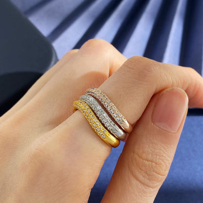 [Solara Jewelry ] CT Gebogener offener Bandring mit Diamantakzenten