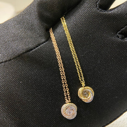 [Solara Jewelry ]トリコロールゴールド スリーロウネックレス パヴェダイヤモンド センターダイヤモンド