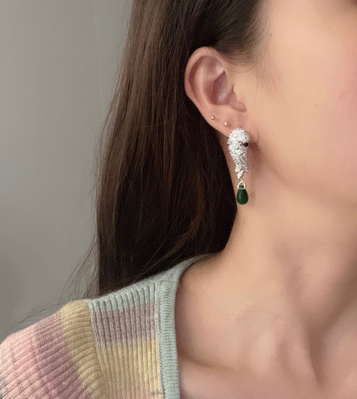 [Solara jewelry] Green Stone Drop Earrings