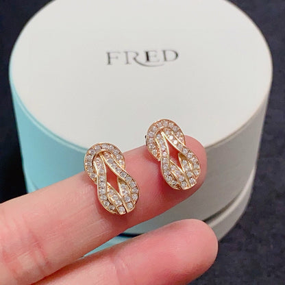 [Solara Jewelry] Unisex-Ohrstecker Force mit vollflächigem Pavé, Horsebit- und Unendlichkeitsdesign