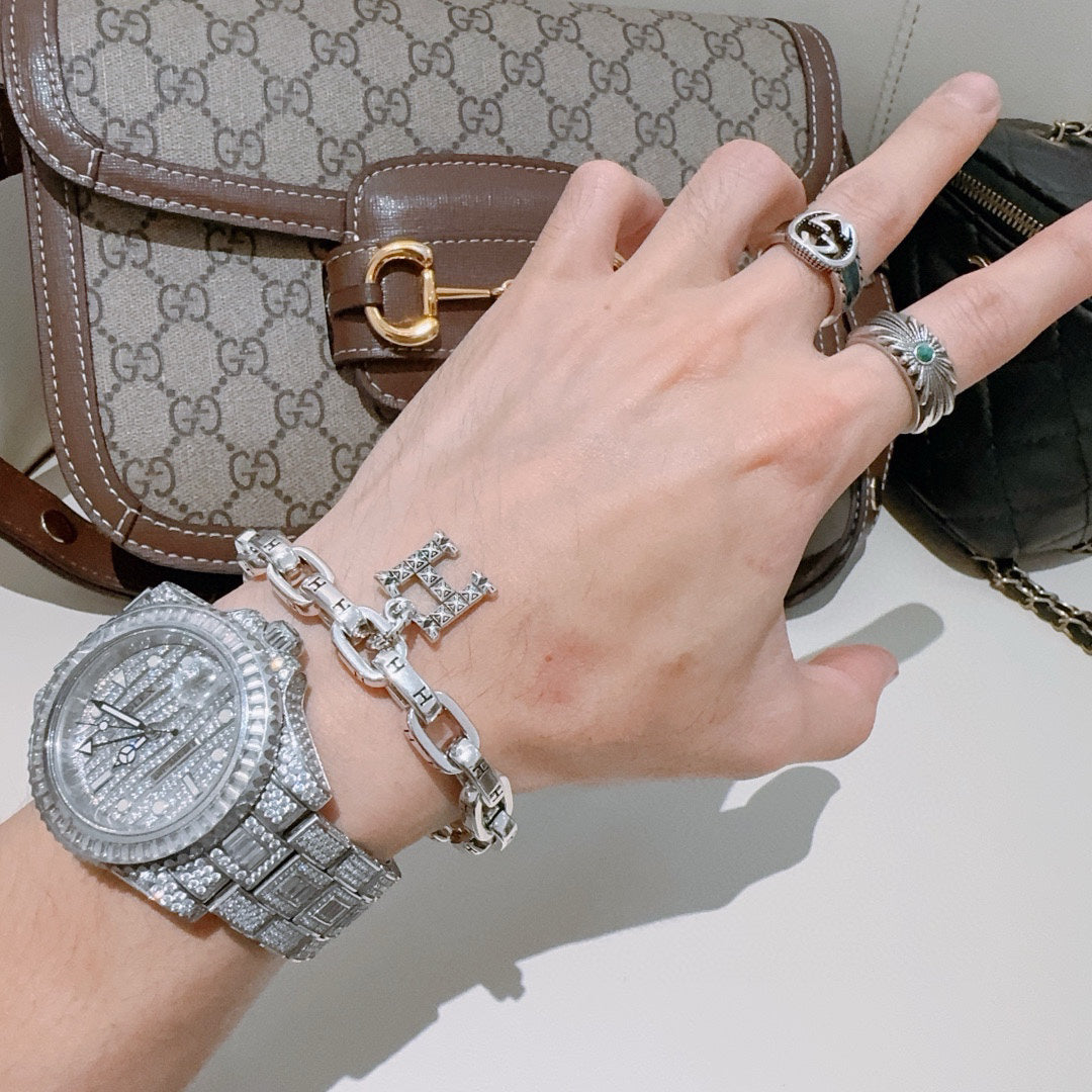[Solara Jewelry ]H  New Pig Nose Chain Bracelet in Gold & Silver