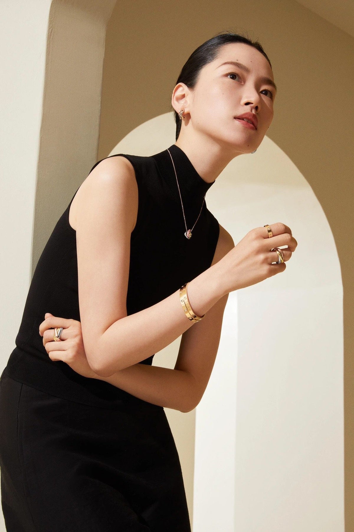 [Solara Jewelry ]CT Three-Row Square Crystal Necklace