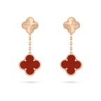 [Solara Jewelry ]CLOVER 2 MOTIF  LASER CARNELIAN EARRINGS